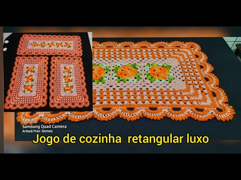 JOGO DE COZINHA EM CROCHÊ RETANGULAR DE LUXO/LINDO E FÁCIL DE